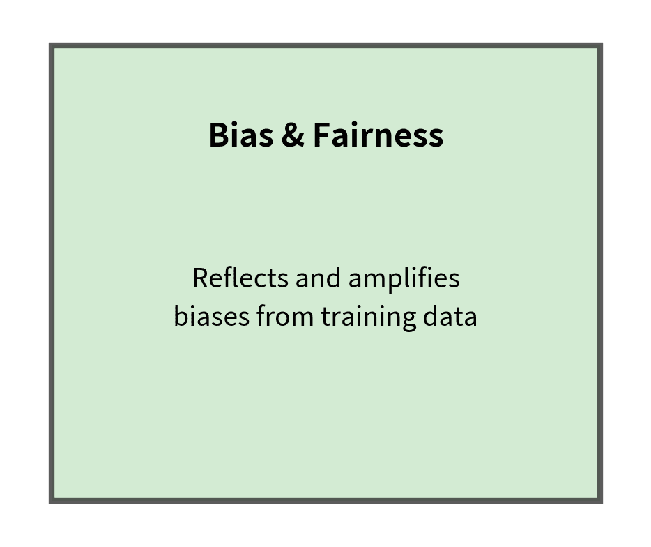 Diagram box for bias and fairness limitation.