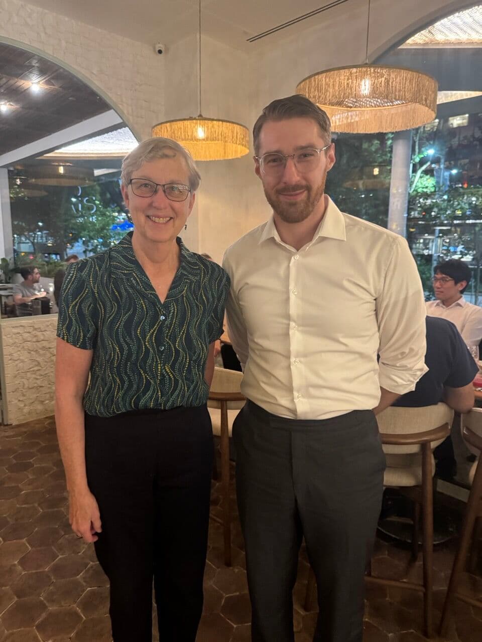 Michael Brenndoerfer with Kathy Yelick (former Associate Laboratory Director for Computing Sciences at Lawrence Berkeley National Laboratory)